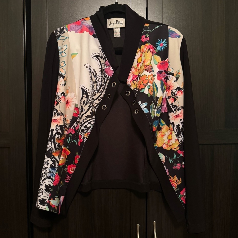 Joseph Ribkoff Floral Statement Jacket Size 12 | Artsy Colorful Dressy Top​​